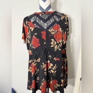 Torrid Red Rose Black Lace Babydoll Blouse Plus Size 3X